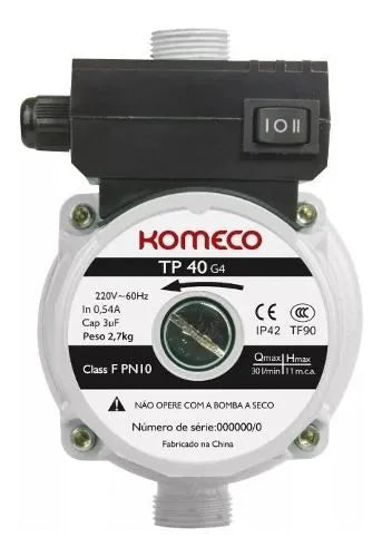 MINI BOMBA PRESSURIZADORA DE ÁGUA KOMECO TP40 G4 FERRO 220V (cód: 7896873117272)