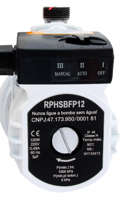 MINI BOMBA PRESSURIZADORA DE ÁGUA RINNAI RRFS120W 127V (cód: 7896576403054)