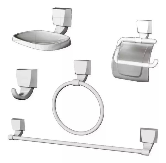 KIT ACESSÓRIOS PARA BANHEIRO 5 PEÇAS BRANCO (cód: 7896451875457)
